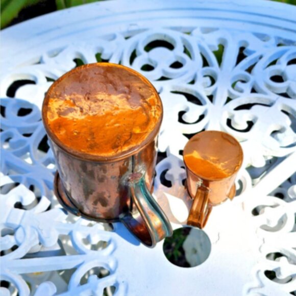 Antique Vintage Handcrafted Copper Pitcher W.A.L Stamp 4.5”x3” & 2.5"x1.75" - Picture 13 of 13